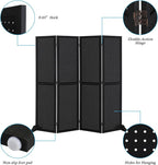 Bonnlo 4 Panel Pegboard Freestanding, 5 FT Portable Display Board Organizer for Craft Show Jewelry, Wooden Folding Privacy Screen Room Divider (with Base, Black)