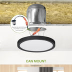 ASD LED 5" Round Flush Mount Ceiling Light Fixture, Low Profile Surface Lighting | 5CCT, Dimmable, Ultra-Thin, ETL Listed | 10W 700LM 2700-6000K 120V | Kitchen, Bedroom, Hallway Lamp | Black, 6 Pack