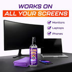 Clean Game Monitor Cleaner Spray & Microfiber Cloth 8oz, Streak-Free Computer Screen Cleaner Spray and Wipe for Gaming, Computer, Phone, iPad, MacBook Laptop Cleaning Kit Electronic Screen Cleaners