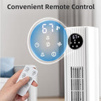Antarctic Star Tower Fan Portable Floor Fans 85°Oscillating Fan Quiet Cooling 12H Timer Remote Control Standing Bladeless Electric 3 Wind Speeds 4 Modes Bedroom Office,36 inch, White