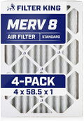 Filter King 4x58.5x1 Air Filter | 4-PACK | MERV 8 HVAC Pleated A/C Furnace Filters | MADE IN USA | Actual Size: 4 x 58.5 x .75"