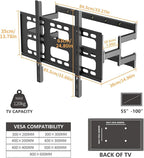 unho Heavy TV Wall Mount for 55 65 75 85 86 95 98 100 Inch TVs up to 264 lbs, Wall Mount tv Bracket Full Motion Max VESA 800 x 600mm,LED LCD Flat Panel Universal tv Mount Stand