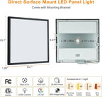 Mcacggo 2x2 FT LED Flush Mount Panel Light 5000K 4000K 3000K Selectable & Dimmable, Black Square Surface Mount led Ceiling Light, 40W, 4400LM, 100-277V, ETL Listed, 2 Pack