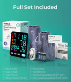 YONLO Blood Pressure Monitor, Automatic Upper Arm Blood Pressure Monitors for Home Use, 2 Blood Pressure Machine Cuff(9-17in & 13-21in) with Large LED Backlit Display, 3x199 Reading Memory Users Green