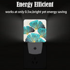 FSHVQKD Green Ginkgo Leaves Night Light,Plug Into Wall Decor for Stairway,Hallway,Kitchen,Dusk to Dawn Sensor Nightlights for Boys/Girls/Women/Men Room Gifts