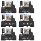 UL Listed 6 Pcs 12Amp Din Rail Relay 24V DC Relay Coil, 5 Pin SPDT 1NO 1NC with Test Button, LED Module Light, Socket Base, DIN Rail