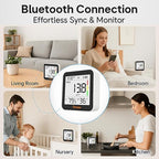 Temtop M10+ Indoor Air Quality Monitor, CO2 Monitor for Home, 6-in-1 PM2.5 & VOC Detector, E-Ink Display, 60-Day Battery, App-Connected Temperature & Humidity Sensor
