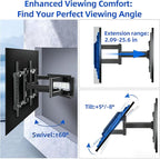 HILLPORT 85 86 98 TV Wall Mount 75 90 100 110 inch Full Motion Ultra Slim Screen Bracket Heavy Duty Large Size Led Swing Swivel Tilt Sliding Adjustable max vesa 1000x600mm Load 220 lbs DY1095