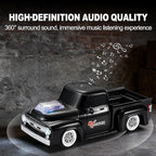 Vintage Pickup Truck Bluetooth Speaker, Retro Truck Model with HD Sound, Built-in Mic, LED Party Lights, TWS Dual Pairing, Multi-Interface Output, Portable Outdoor Speaker for Parties & Beach (BLACK)