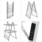 SHARNDY Electric Heated Clothes Drying Rack,Foldable Heated Garment Dryer with Timer Shut-Off Laundry Rack for Clothes Shoes Socks,Aluminum Alloy,Silvery Gray,Plug & Play,(39.37x25.98x23.82in)
