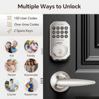 VCHOO Keyless Entry Door Lock Set Smart Locks for Front Door Keypad Door Lock with Handle Auto Lock One Time Password Anti Peeping Password IP54, Satin Nickel