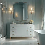 ANDY STAR 30"x40" Brushed Gold Bathroom Mirror, Large Rectangle Scalloped Mirror, Antique Brass Mirror in Rust-Proof Stainless Steel 1" Frame, Unique Wavy Design, Ideal for Home Remodel