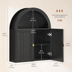 Arched Bathroom Wall Cabinet, 23.6 x 30.3'' Over The Toilet Cabinet with Grille Door, Adjustable Shelf, Wall Mounted Cabinets for Bathroom Laundry Room Kitchen (Grille Door, 30IN)