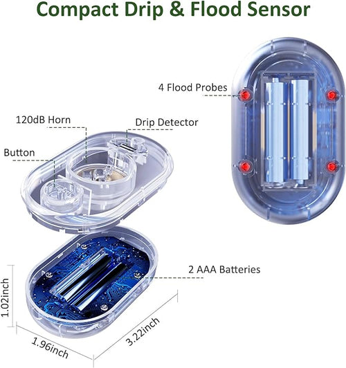 5 Pack WD61 Water Leak Detector for Home, 120dB Water Sensor Alarm for Basement, Leakage Detection Device for Under Sink/Pipe/Drain Drip, Floor Flood in Bathroom/Kitchen/Toilet/Laundry Room, Clear