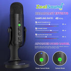 ZealSound Podcast Microphone, Podcast Equipment Bundle for iPhone PC iPad Android, Dual Wireless USB Mic 2.4GHz with Noise Reduction, Tap to Mute, Monitor Gain for Streaming, Recording, YouTube,TikTok