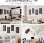 4 Pack High-Density Core with Fabric Cover Acoustic Panels – 24×12×2 In Self-Adhesive Soundproofing and Sound-Absorbing Wall Panels for Echo Reduction in Studio, Theater, or Recording (Midnight Black)
