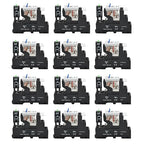 12 Pcs 8Amp Mini Relay Switch UL Listed DPDT with Test Button 24VDC 8Pin Socket Base with Indicator Light Relay Tester