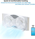 Comfort Zone 9-Inch Window Fan with Dual 3-Speed Fans, Auto-Locking Expanders, 3 Modes (Cool, Circulate, Exhaust), Wi-Fi App Control, Fabric Cover & Bug Screen