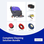 USA-CLEAN X20BT Traction Driven Auto Scrubber Machine Bundle - 20" Cleaning Path, Walk-Behind, Battery-Powered - Includes Pad Driver and Cleaning Pads