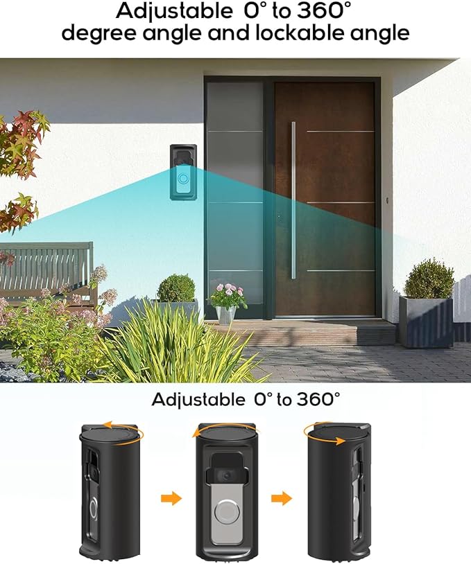 KMOUANTS Adjustable 360° Degree Doorbell Angle Mount Compatible with Ring/Wireless Video Doorbell/Battery Doorbell Plus/Pro Mount, Ring Camera Holder Door Mount no Drill
