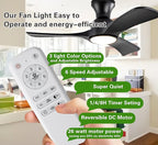 Ceiling Fans with Lights, 42 Inch Low Profile Ceiling Fan with Light, Flush Mount Celing Fan, 3CCT 3 Blades Wood Fans,Walnut Fan for Kid's Rooms Bedroom Study Garage (Black Ceiling Fan)