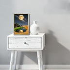 URVIP LED Glowing Photo Frame, 3D Starry-Sky Blue Moon Wall Art, 9x12 Inches Dimmable Light Up Light Painting for Bedroom, Unique Aesthetic Decor, Great Birthday Gift for Women Men