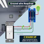 TOPGREENER Motion Sensor Switch, PIR Sensor with Ambient Light Level, Occupancy & Vacancy Modes, No Neutral Required, Ground Wire Required, 150W LED/CFL, Single Pole, TDOS5-JM-W-6PCS, White, 6 Pack