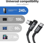 USB C Cable [2Pack, 3.3ft] 240W Fast Charging Type C Cord, Nylon Braided USB 2.0 Cable for iPhone 17 16 15 Pro Plus Pro Max Air, iPad Pro, Samsung Galaxy S24 S23, Switch, MacBook Pro, Pixel-Black