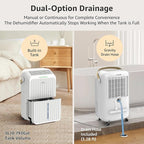 KNKA 2500 Sq.Ft Dehumidifiers for Home with Drain Hose Max 34 Pints, Dehumidifier for Basement, Bedroom, Bathroom, Large Room, Three Modes, Intelligent Humidity Control, Dry Clothes, 24HR Timer