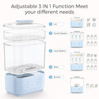 Bottle Sterilizer and Dryer, All-in-One Electric Steam Sterilizer Bottle Sanitizer for Baby Bottles, Pump Parts Accessories Newborn Essential (Blue)