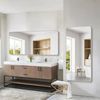 30x60 Inch Silver Bathroom Mirror, Large Rectangular Vanity Mirror, Metal Framed Rectangle Mirror, Rounded Corner Wall Mounted Mirrors for Living Room Bedroom Entryway Horizontal or Vertical