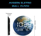 HOMLOVE Digital Desk Clock with Large LED Display, Earth Modern Date Temperature Clock [TYPC-in] for Shelf, Table, Mantel or Bedside, (Earth, 7.87 INCH)
