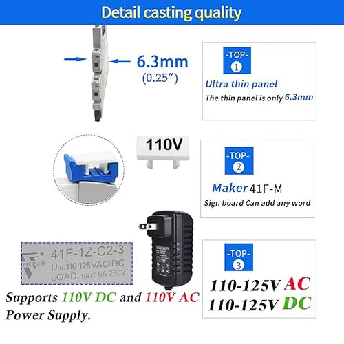 10Pcs Electromechanical Relay Miniature Power Relay 110V/ 120V AC/DC HF41F/60-ZS 1NO 1NC 6A SPDT with LED Indicator, Socket Base, DIN Rail Slotted UL Listed