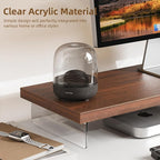 SSWOOD Monitor Stand Riser, Wood & Acrylic Computer Monitor Stand Desk Desktop Organizer Table For Home, Office Workspace, Laptop Riser, Printer, PC & TV Screen Riser