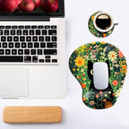 Ergonomic Mouse Pad with Wrist Support,Mouse Pad with Wrist Rest and Coaster Set,Office Supplies Non-Slip Mouse Pads for Desk, Non-Slip Comfortable,Cute Black Cat