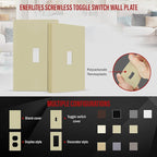 ENERLITES Screwless Toggle Switch Wall Plate, Child Safe Light Switch Cover, Standard Size 1-Gang 4.68" x 2.93", Unbreakable Polycarbonate Thermoplastic, UL Listed, SI8811-I, Glossy, Ivory