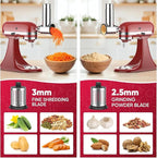 Stainless Steel Slicer Shredder Attachment for KitchenAid Stand Mixer, Salad Machine with Vegetable Slicer, Salad Maker, Grinding Powder, Cheese Grater by Cofun