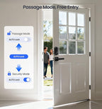 Veise VE017-B Fingerprint Smart Lock for Front Door, App Control, 7-in-1 Keyless Entry Deadbolt with 2 Zinc Alloy Lever Handles Set, Emergency Power Port, Auto Lock, Electronic Keypad, Black