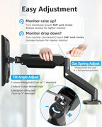 MOUNTUP Single Monitor Desk Mount Holds Screen up to 32 inch, Height Adjustable Monitor Arm, Computer Monitors Stand with Clamp/Grommet Mounting Base, VESA Mounts Fit 4.4-17.6lbs Computer, Black
