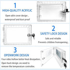 Young Dance 2PCS Large Thermostat Lock Box Cover with Key,Clear Thermostat Cover with Lock Fits Honeywell Thermostat On Wall,AC Lock Box Cover with Key Fits Thermostats 6.5" W x5.0 H or Smaller