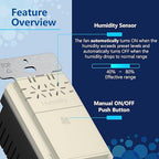 LIDER No Neutral Wire Required Humidity Sensor Switch, Automatic Humidity Control, Air Circulator, Adjustable Timing, 1-Pole, UL Listed, Light Almond, Wall Plate Included 2 Pack