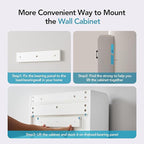Bathroom Wall Cabinet with Door, Over The Toilet Wood Hanging Medicine Cabinets with DIY Lighting for Laundry Room Kitchen Storage
