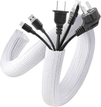 AGPTEK Cable Sleeve Cover, 10ft - 1 inch Cord Management Wire Organizer Under Desk, Home Office Computer Wire Cover Hider Cord Protector, Protect Pet Cat Dog from Chewing, White