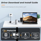 DisplayLink Docking Station Dual Monitor 4K@60HZ for MacBook, Windows, TobenONE Universal Mac mini M4 Dock with 2 HDMI & 2 DP, 65W Power Delivery, 7 USB, USB-C 3.1, Ethernet, SD/TF