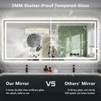 YEELAIT 88x38 Inch LED Bathroom Mirror with Lights Front and Backlit Lighted Vanity Mirror for Bathroom Wall with 3 Colors Dimmable Anti-Fog Memory Shatter-Proof IP54 Waterproof Horizontal/Vertical