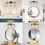 FDPBY Modern 3 Light Crystal Vanity Light, Plating Black Vertical Bathroom Light Fixture Over Mirror for Dressing Table Sink, Compatible with Dimmable Bulbs (Bulbs Not Included)