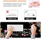 Ergonomic Keyboard Wrist Rest & Mouse Pad Wrist Rest Set,Large Gaming Desk Mat 31.5"x 11.8" with Non-Slip Base,Memory Foam,Easy Typing Pain Relief for Home & Office,Floral Quote Bible Verse Psalm 46:5