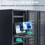 Rack Mount KVM w/17.3" LCD Monitor, MT-VIKI 8 Port HDMI KVM Switch 1920x1080@60Hz for 1U 19" Rack Support OSD Menu/Hotkey+ 8 KVM Cables + Keyboard + Touchpad+ Drawer