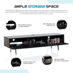 SONOROUS ST-360 Premium TV Stand for Living Room – Modern TV Stands & Entertainment Center with Storage – Black Wood & Black Glass Cover – Luxury Media Console with Metal Legs for TVs up to 75 inches