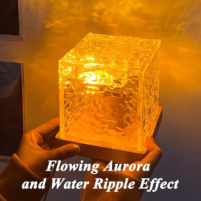 citosisk Aurora Borealis Night Light Dreamscape Projector, Magical Northern Lights for Your Room, 3/16 Colors Ambient Dynamic Wave Cube Lamp with Remote (16 Colors Rechargeable, Wood)
